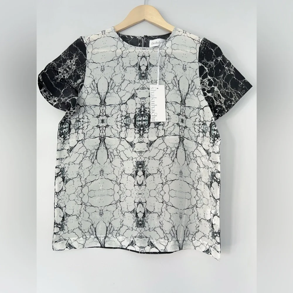 MARBLE SILK T-SHIRT (LONG WEEKEND SALE) - Picture 2 of 7